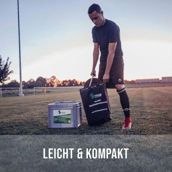 STRAB premium Fußball-Spielfeldmarkierung Senior (150 Meter) mit praktischem Transportbeutel